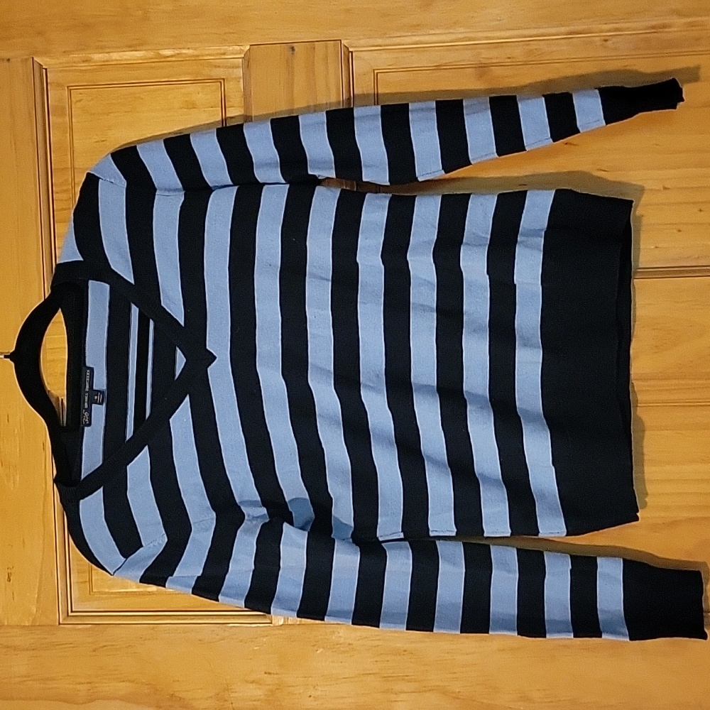 346 Brooks Brothers navy and light blue striped wool sweater